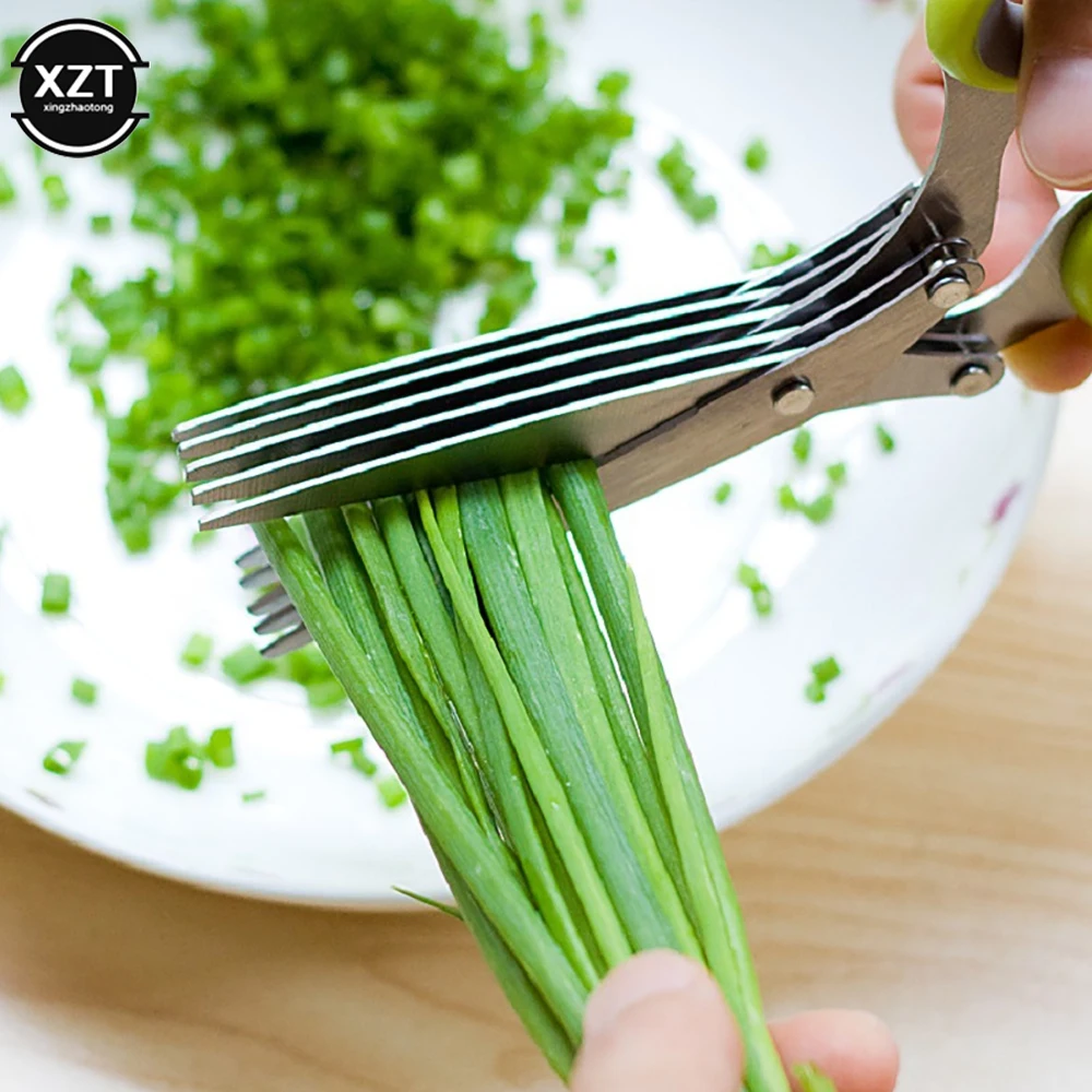 

Scallion Scissors Stainless Steel Multi-layer Chopped Cutter Onion Herb Vegetables Multi-functional Food Scissors