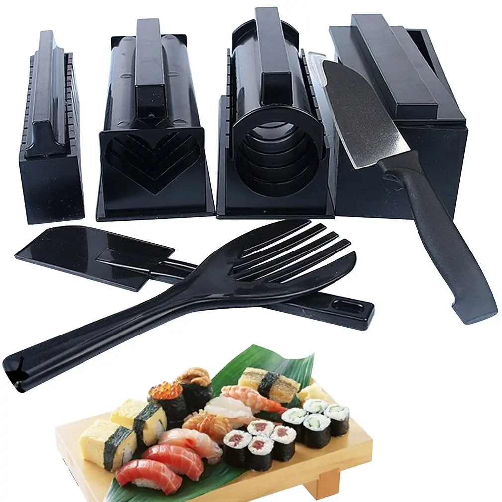 

11Pcs/Set Sushi Maker Equipment Kit,Japanese Rice Ball Cake Roll Mold Sushi Multifunctional Mould Making Sushi Tools
