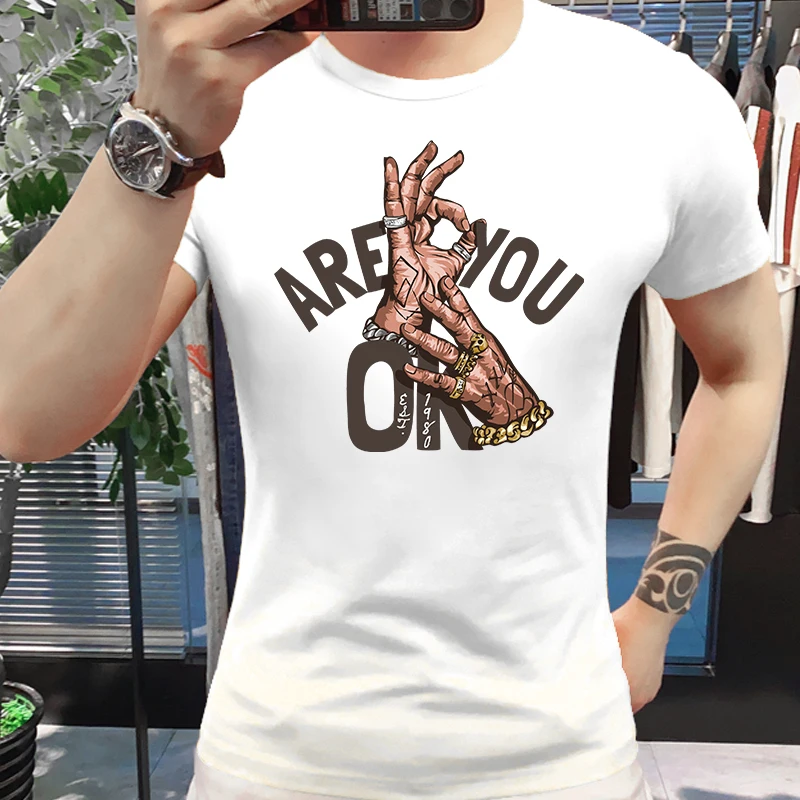 

Are You OK Print T Shirt For Men Cotton Oversized Short Sleeve High Quality Shirt Digital Casual Printing Women Hip Hop T Shirts
