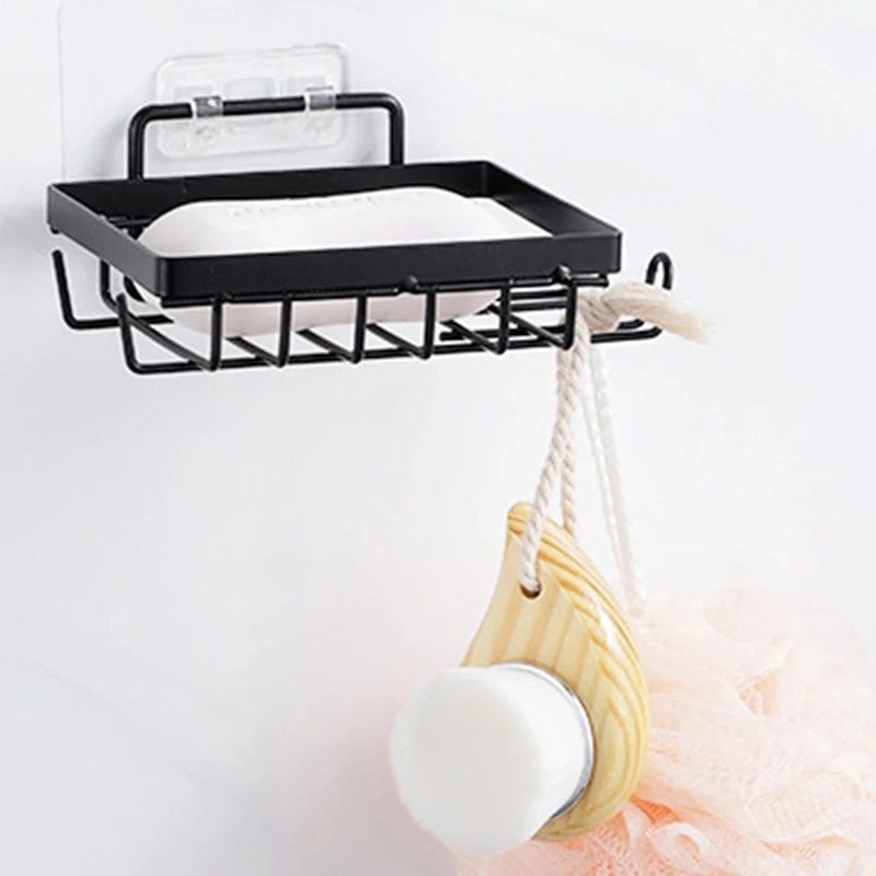 

1PC Punch-free Bathroom Shelf Wall Mounted Shampoo Storage Rack For Kitchen Holder Square Bath Organizer Accessory