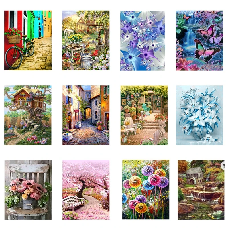 

67JE Цветочный дом 5D полная вышивка квадратная вышивка для вышивки крестом Набор «сделай сам» для оформления интерьера