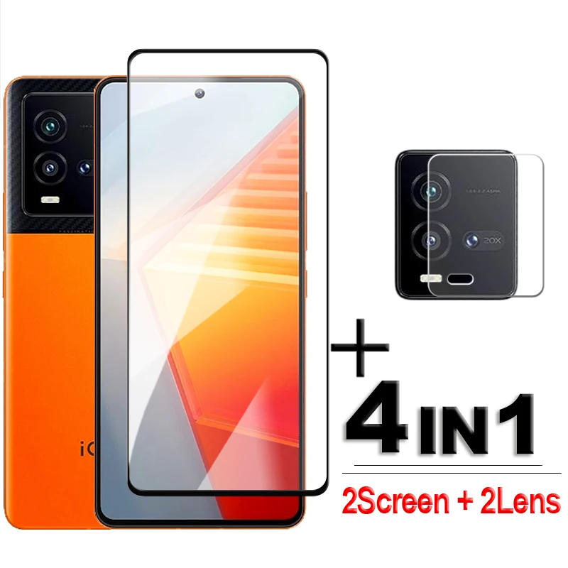 

4in1 For Vivo iQOO 10 Glass For iQOO 10 Tempered Glass 2.5D Full Coverage Screen Protector For Vivo iQOO 3 5 7 8 9 10 Lens Film