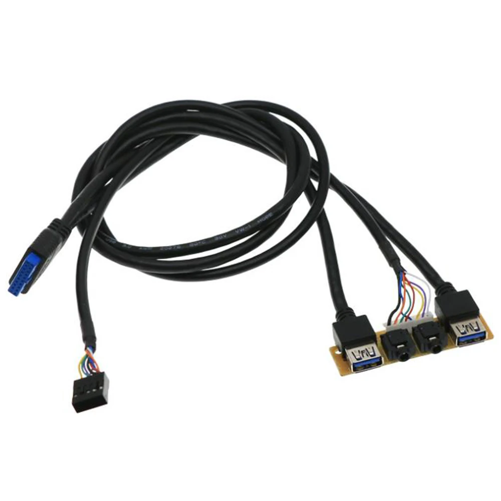 

60 см Передняя Рабочая панель USB3.0 + USB3.0 + порты аудиоразъема HD плата ввода/вывода + Внутренний провод USB линия ободок «сделай сам»