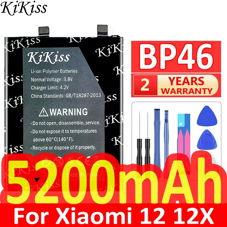 Мощная батарея 5200 мАч KiKiss BP46 BP 46 для Xiaomi 12 12X Xiaomi12 мобильный телефон