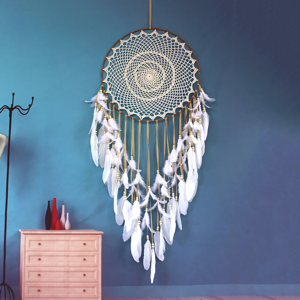 

Large Handmade Led Dreamcatcher Home Decoration Feather Dream Catcher Braided Wind Chimes Art For Dreamcatcher Wall Hanging