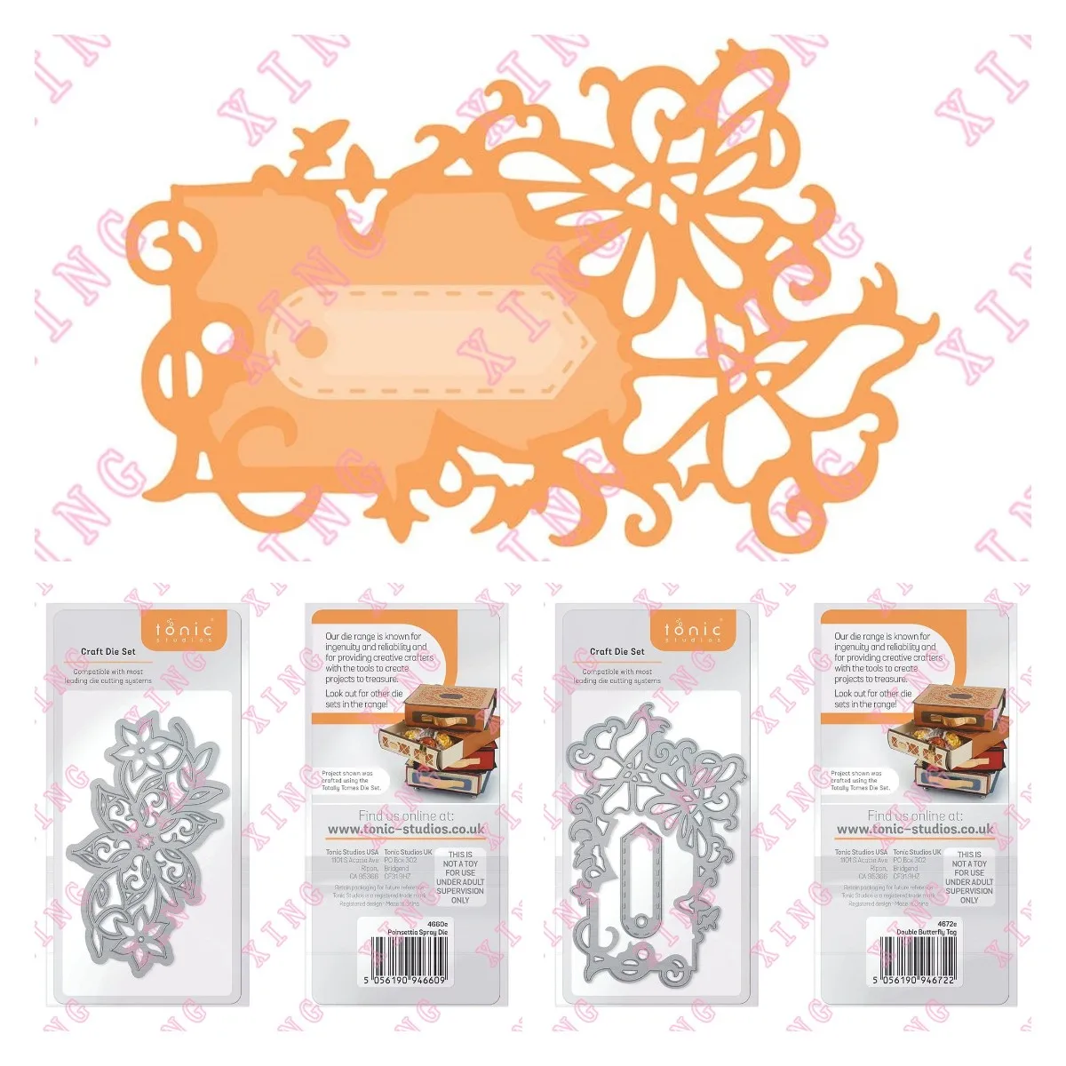 

2022 Poinsettia Spray Die Set Double Butterfly Tag Metal Cutting Dies Scrapbook Decoration Embossing Template Diy Gift Card Mold