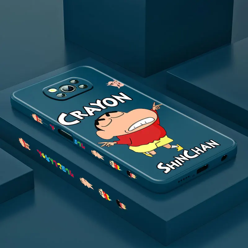 

Anime Cute Crayon Shin-chan For Xiaomi POCO X3 NFC F3 GT M3 M2 Pro C3 Mix4 11 Ultra Silicone Liquid Left Phone Case Coque Capa