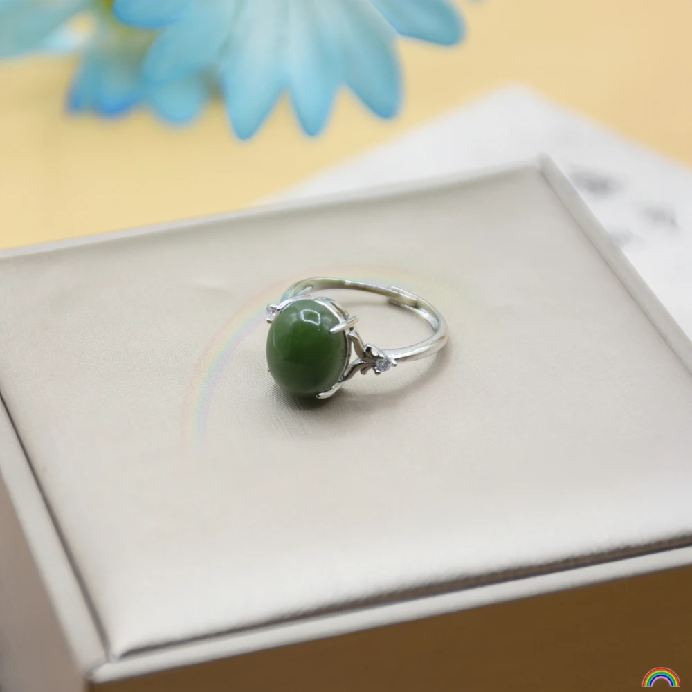 Кольцо из натурального нефрита Хотан регулируемая поверхность яйца мужское и