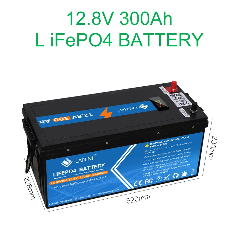 

New 12v300ah Lifepo4 Battery High Power Output BMS 200A For Energy Storage, RV, Marine, Home Emergency Power