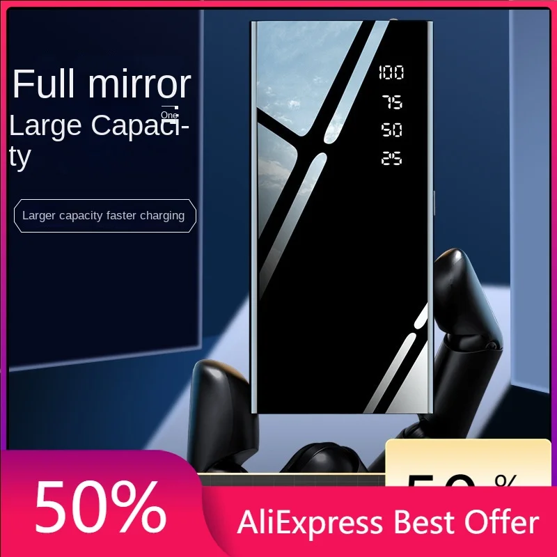 

60000mAh Rechargeable Battery Power Bank - Large Capacity, Full Mirror Surface, Digital Display. Stay Powered Up Anywhere,