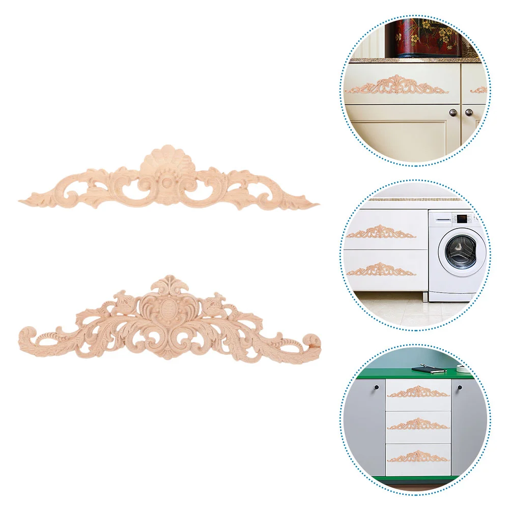 

2PCS Furniture Cabinet Door Onlay Decors Chic Furniture Carved Appliques