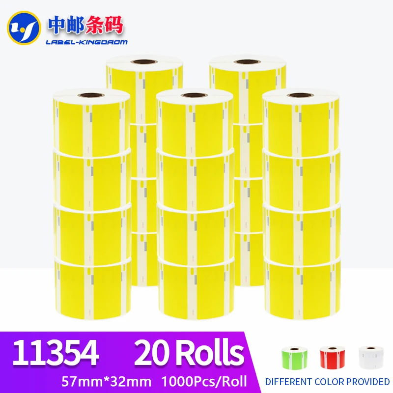 

20 Rolls Dymo Compatible Yellow 11354 Label 57mm*32mm 1000Pcs for LabelWriter 400 450 450Turbo Printer Seiko SLP 440 450