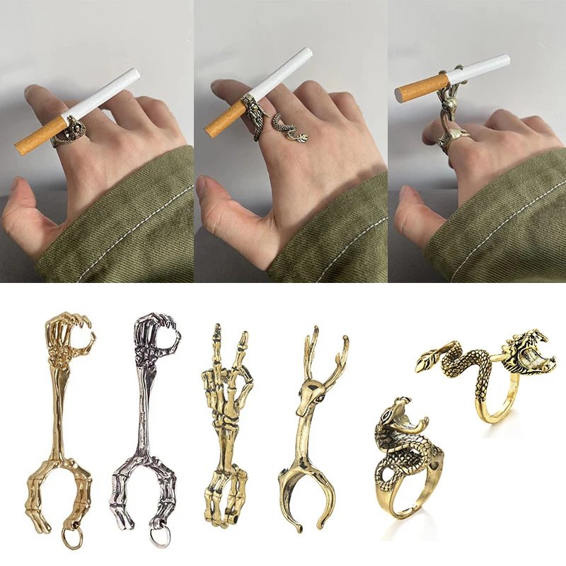 

Cigarette Holder Dragon Ring Rack Metal Smoker Finger Clip Hand Rack Tobacco Cigarettes Smoking Weed Accessories Gadget Men Gift