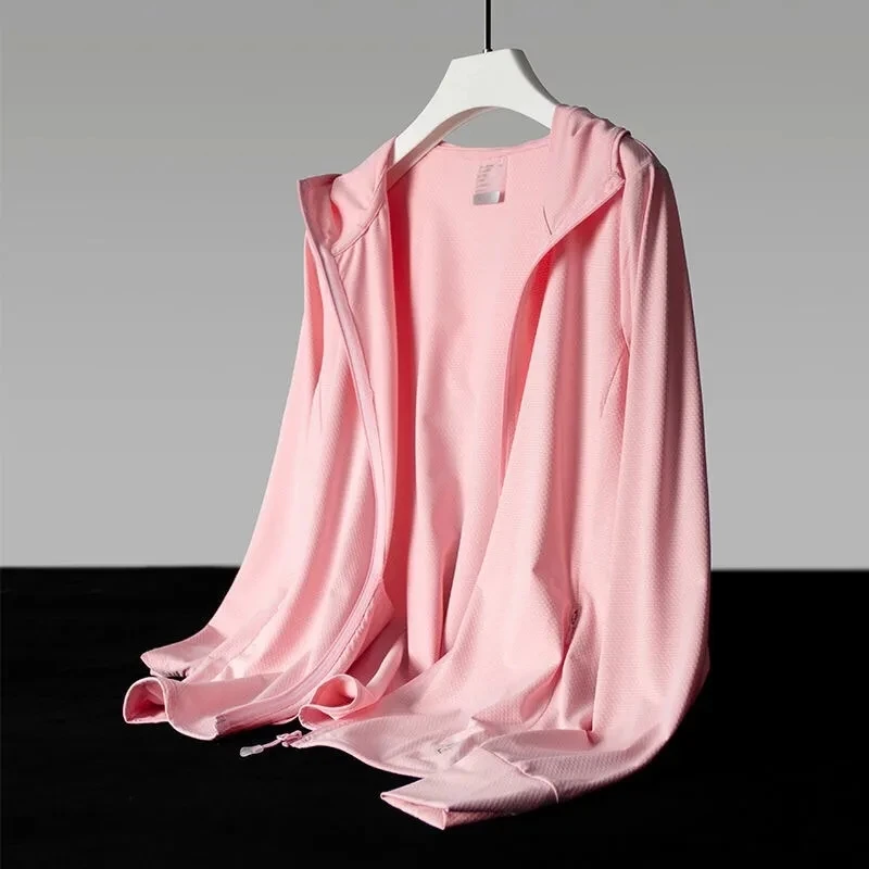 New Summer Women Solid Color Loose UV Resistant Ice Silk Sunscreen Jacket Female Thin Style Hooded Clothes