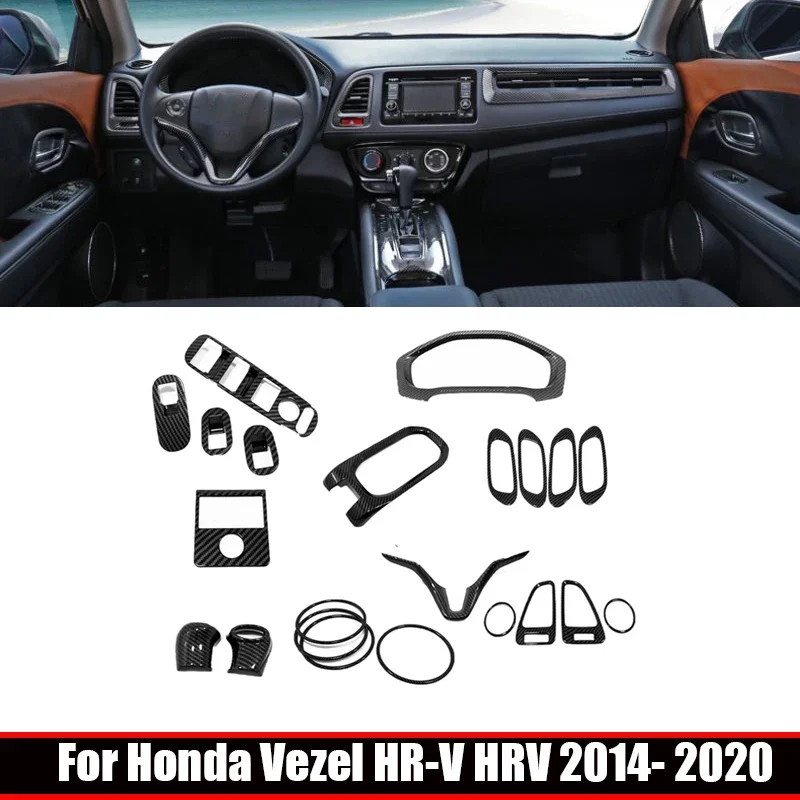 Углеродное волокно для Honda Vezel HR-V 2014-2020 Инструмент / AC Рулевое колесо Крышка ручки