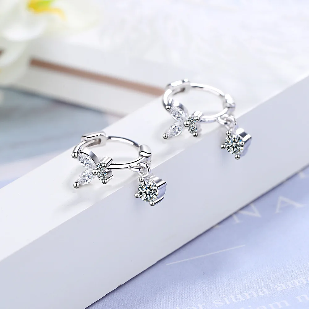 

925 Sterling Silver Zircon Butterfly Ring Earrings For Women Luxury Designer Jewelry Accessories Wholesale Free Shipping