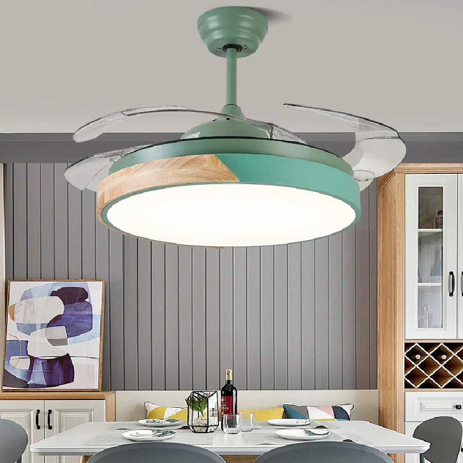 

Светодиодный потолочный вентилятор в скандинавском стиле, лампа для спальни, гостиной, ресторана, столовой, потолочные вентиляторы с диста...