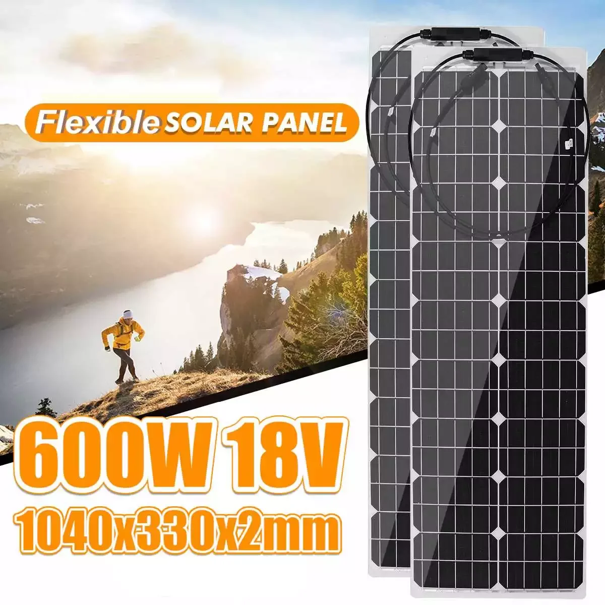 

NEW2023 600W 18V Flexible Monocrystallin Solar Panel Solar Battery Charger Waterproof Solar Cells for Home Car Yacht RV Battery