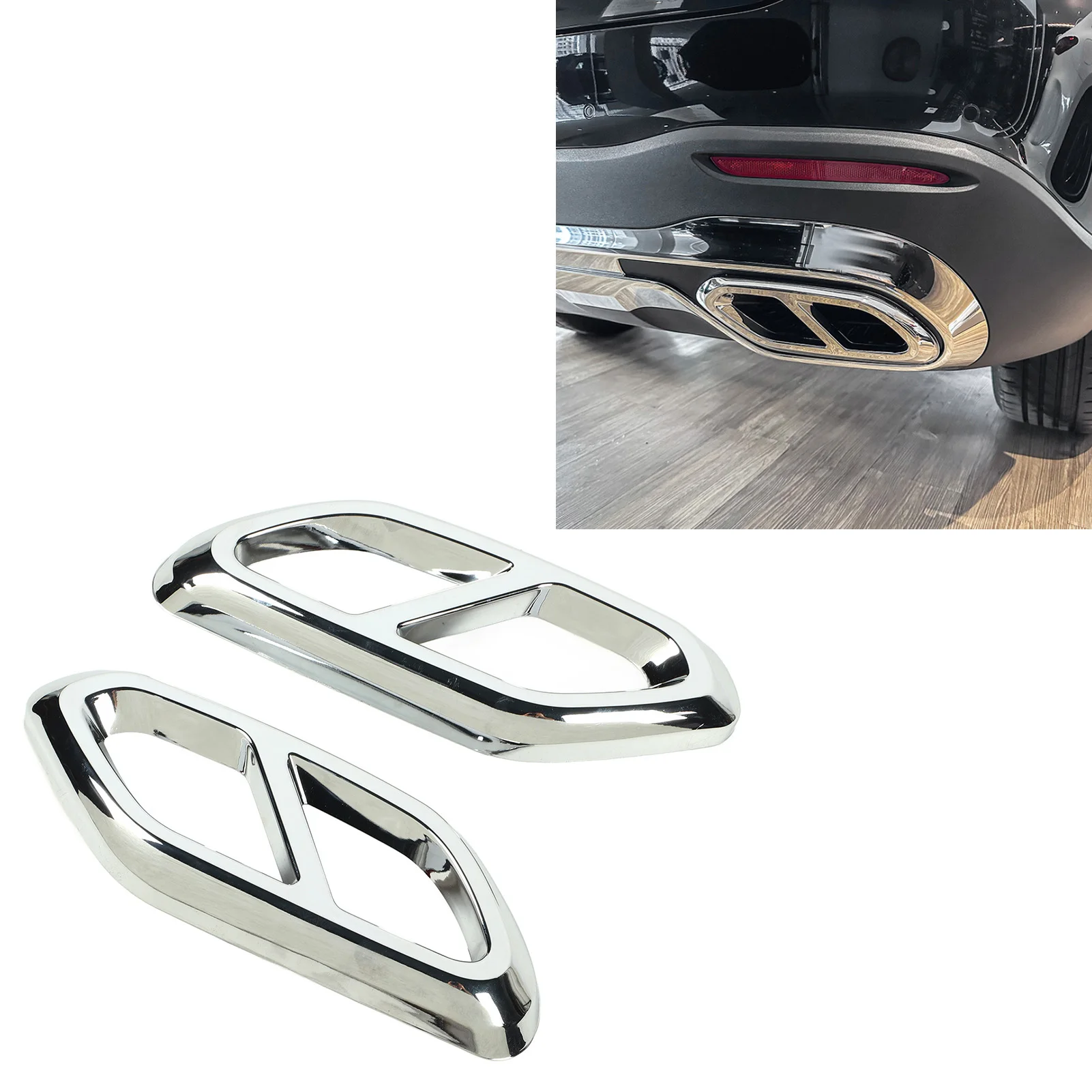 

Car Exhaust Pipe Muffler Cover Decoration Protective Exhaust Pipe Frame Trim Replacement for Benz GLC‑Class X254 AMG Line 2022+