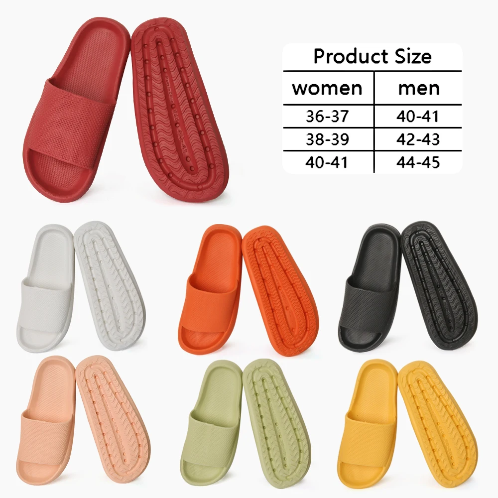

Шлепанцы женские на толстой платформе, Нескользящие, для ванной комнаты, домашние бесшумные, Эва, мягкие сандалии для пар, летние Тапочки