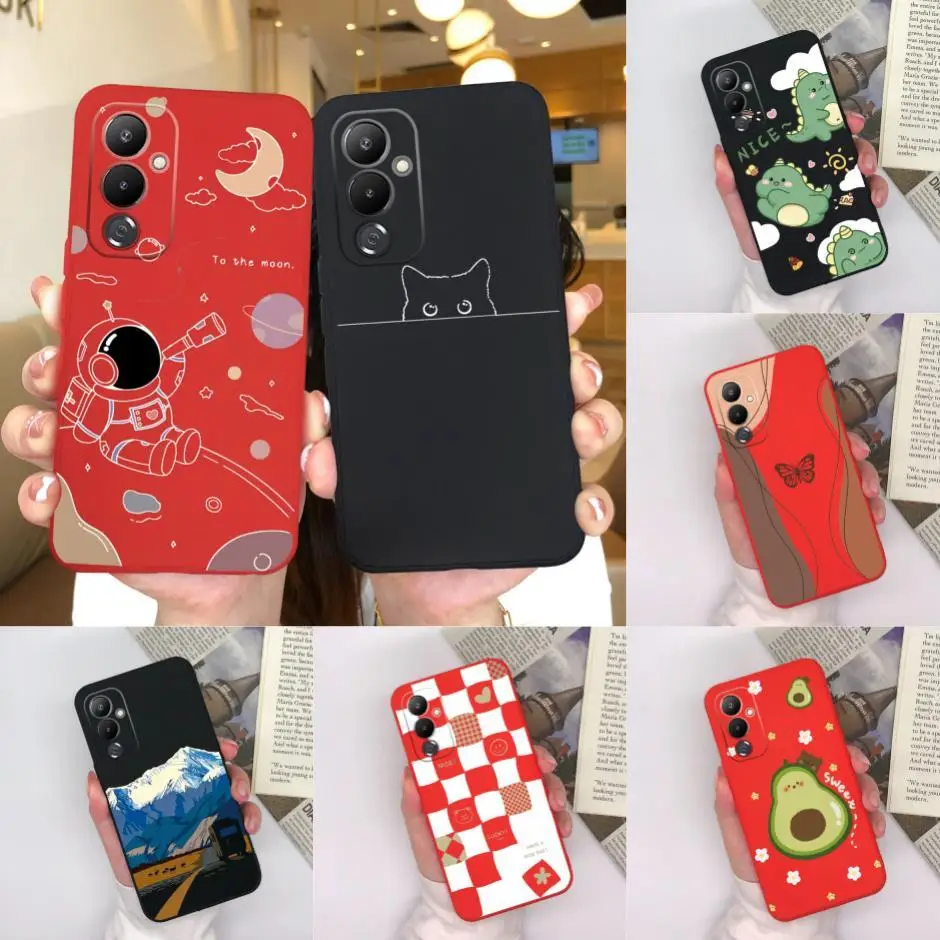 Мягкие силиконовые чехлы для телефона Tecno Pova 4 Pro милый динозавр пилот мультяшный