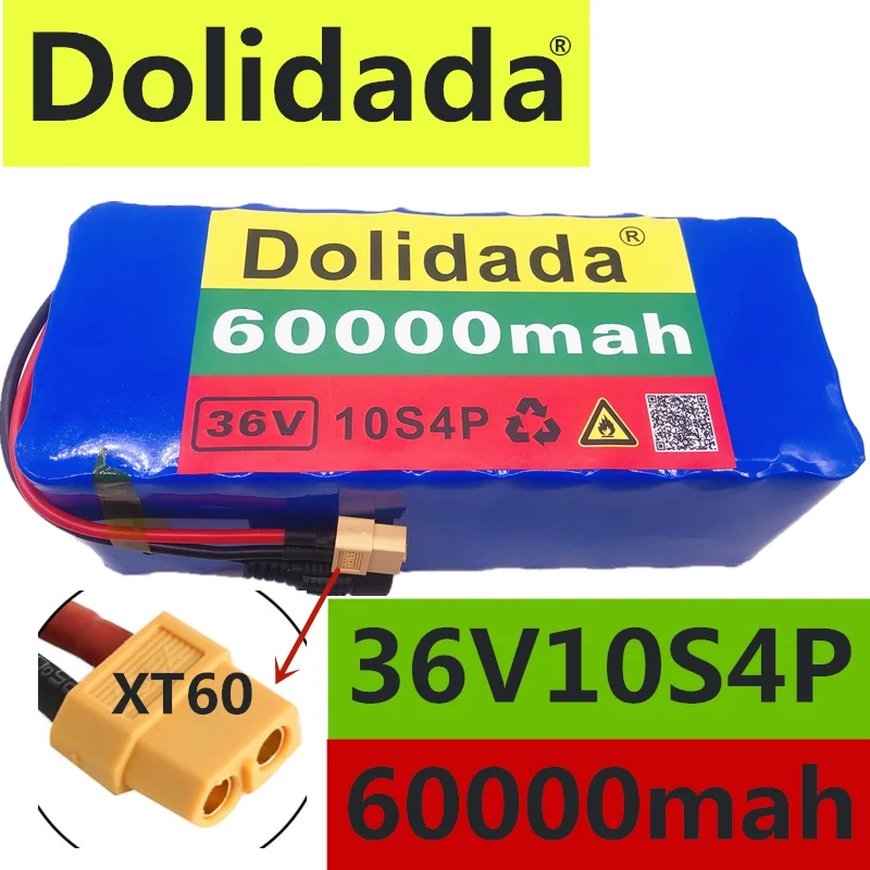 

Original XT60 interface 36V battery 10S4P 60Ah battery pack 500W high power battery 42V60000mAh Ebike electric bike BMS