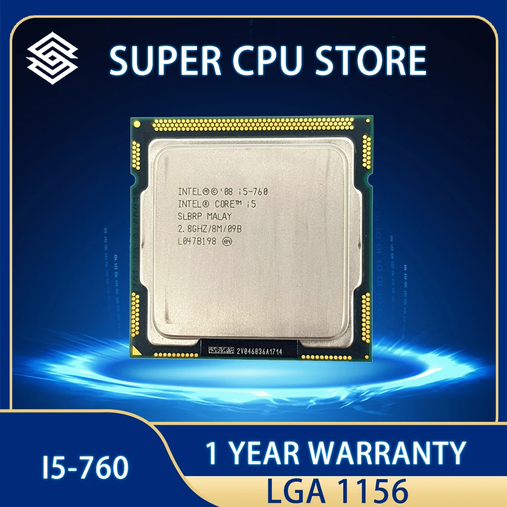 

Intel Core i5-760 i5 760 CPU Processor 8M 95W 2.8 GHz Quad-Core Quad-Thread LGA 1156