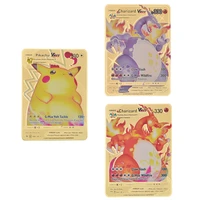 pokemon vmax metal cards pikachu ex gx display pok%c3%a9mon playing game gold english card anime collection toy for childrens gifts
