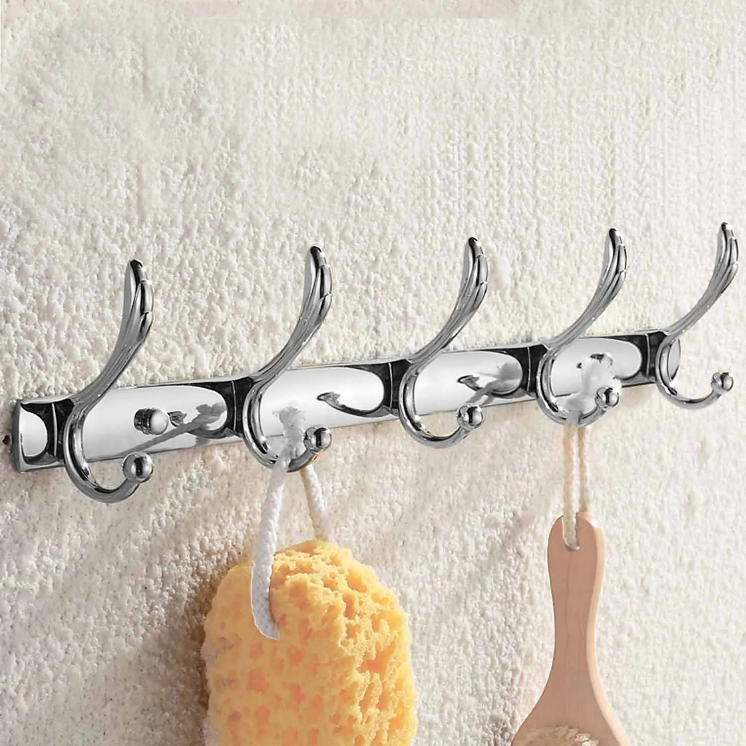 

Behogar Single Rod 5 hooks Wall Coat Hanger Bathroom Towel Rack Kitchen Room Cabinet Hat Row Storage Hook