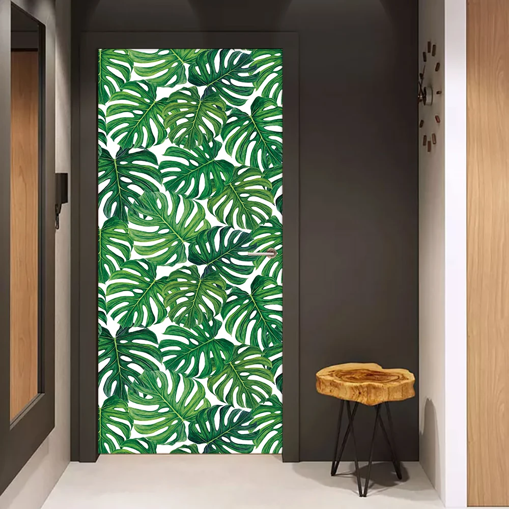

Green Leaf Combination DIY Door Sticker Home Decoration Wall Stickers Porch 3D Art Mural PVC Self-adhesive Wall Paster