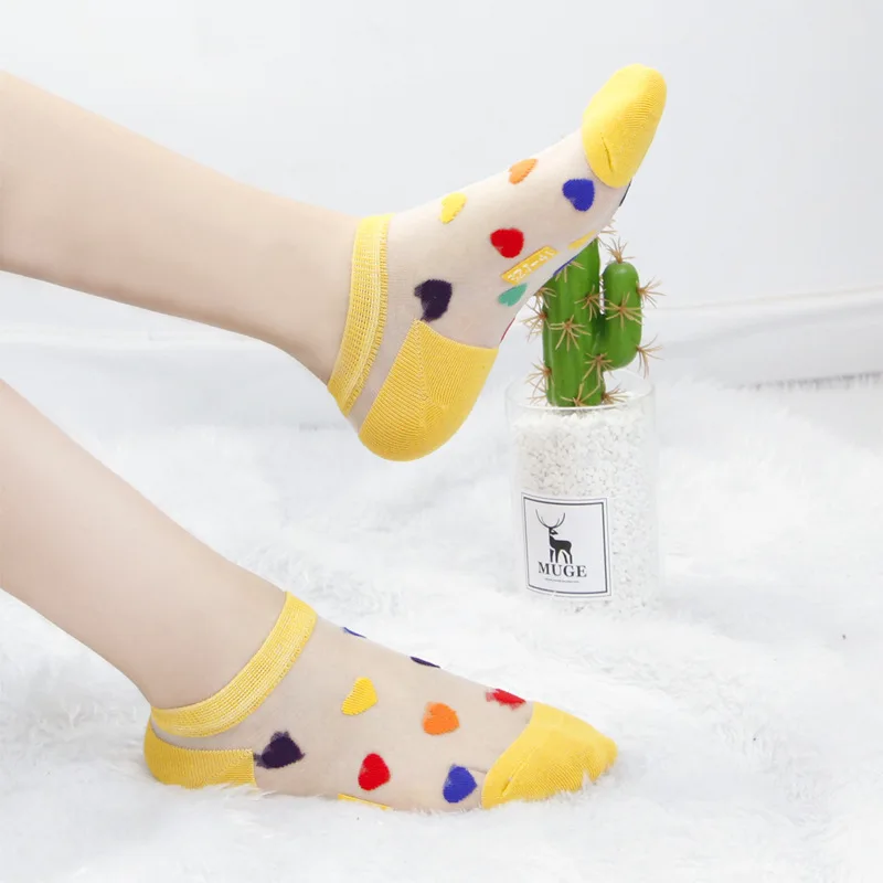 10 Pairs Summer Low Cut Sheer Socks Woman Kawaii Japanese Style Embroidery Invisible Socks Girl Ankle Socks Transparent Socks