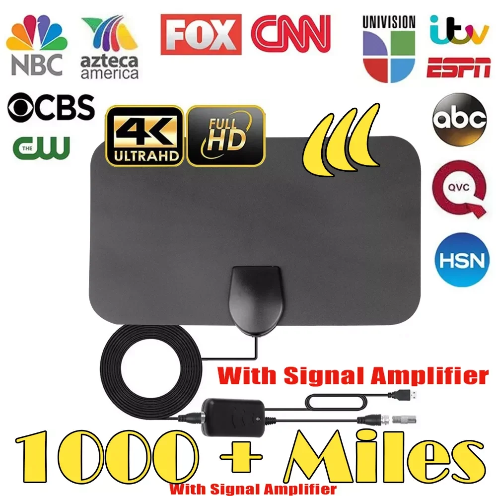 

8K 4K DVB-T2 300 Miles TV Antenna Booster Indoor Digital Active Aerial 25DB Receiver Amplifier For tv box RV Car antenna Travel
