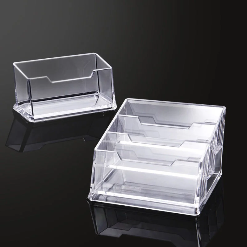 

Clear Acrylic Plastic Desktop Business Card Holders Display Stands Transparent Card Case Box School Office Supplies