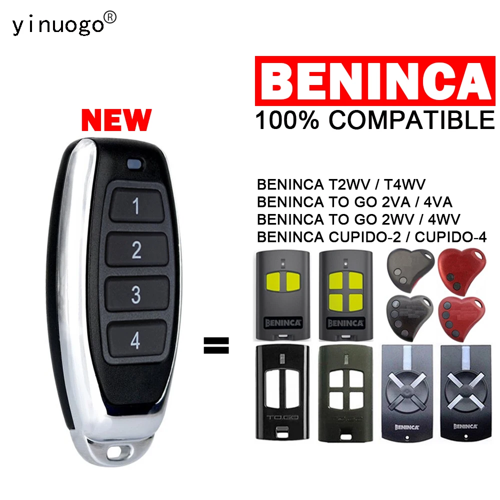 

BENINCA TO GO 2VA 4VA 2WV 4WV T2WV T4WV CUPIDO-2 CUPIDO-4 Garage Door Remote Control 433.92MHz Rolling Code Garage Door Opener