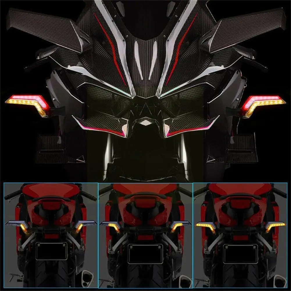 

Поворотники для мотоциклов, СВЕТОДИОДНЫЕ ПОВОРОТНЫЕ огни, последовательные Аксессуары DRL, потоковые желтые направленные огни, красный инди...