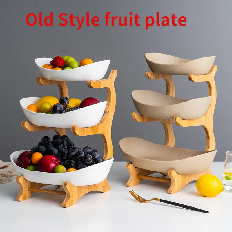 

Living Room Home Plastic Old Style Three-layer Fruit Plate Snack Creative Modern Dried Bowl Basket Candy Dish Cake Stand