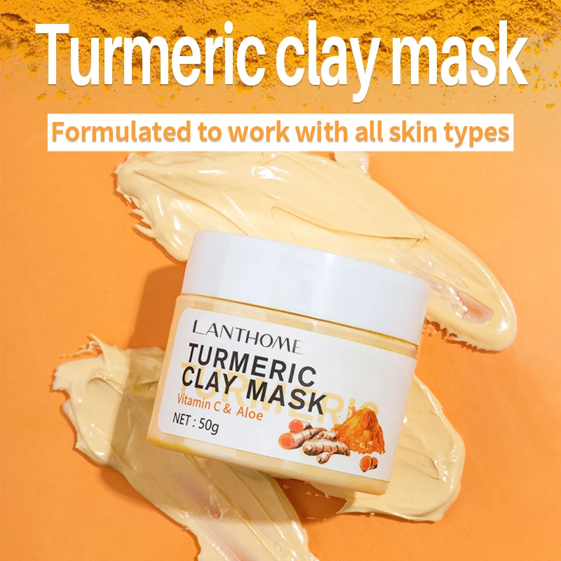 

50g Turmeric Clay Facial Mask Vitamin C Nourishing Oil-Controlling Unblock Pores Facial Cleansing Brighten Skin Anti-Aging Face