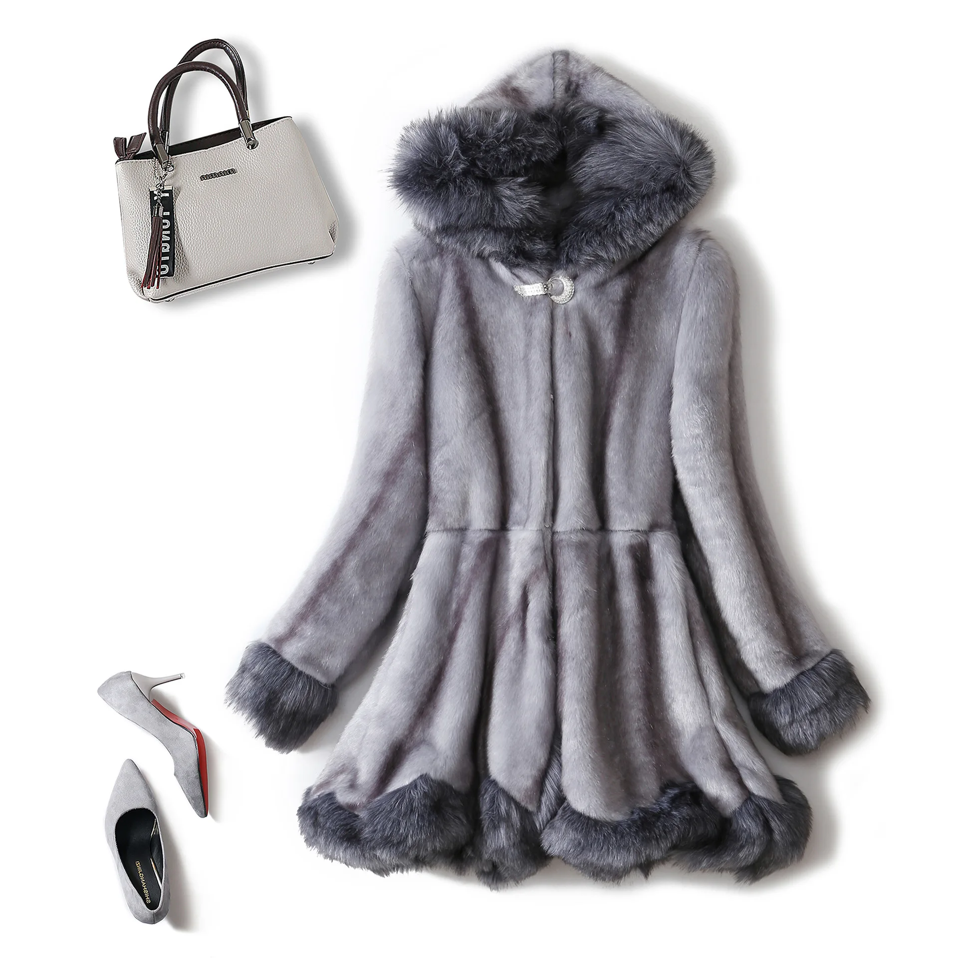 Autumn  Winter Women's Faux Fur Coat Luxury Lady Elegant Wedding Party Fur Medium Long Mink Fur Fox Fur Women's Coat