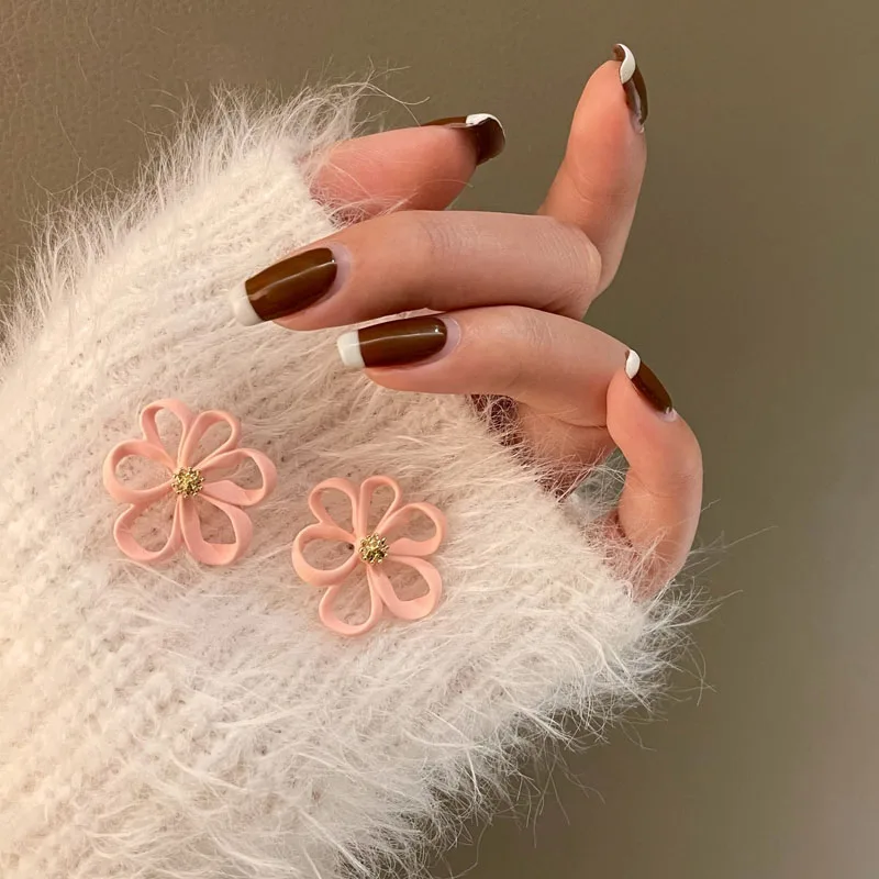 Весенние розовые серьги в форме цветка 2022 милые серьги-капли дешевые корейские