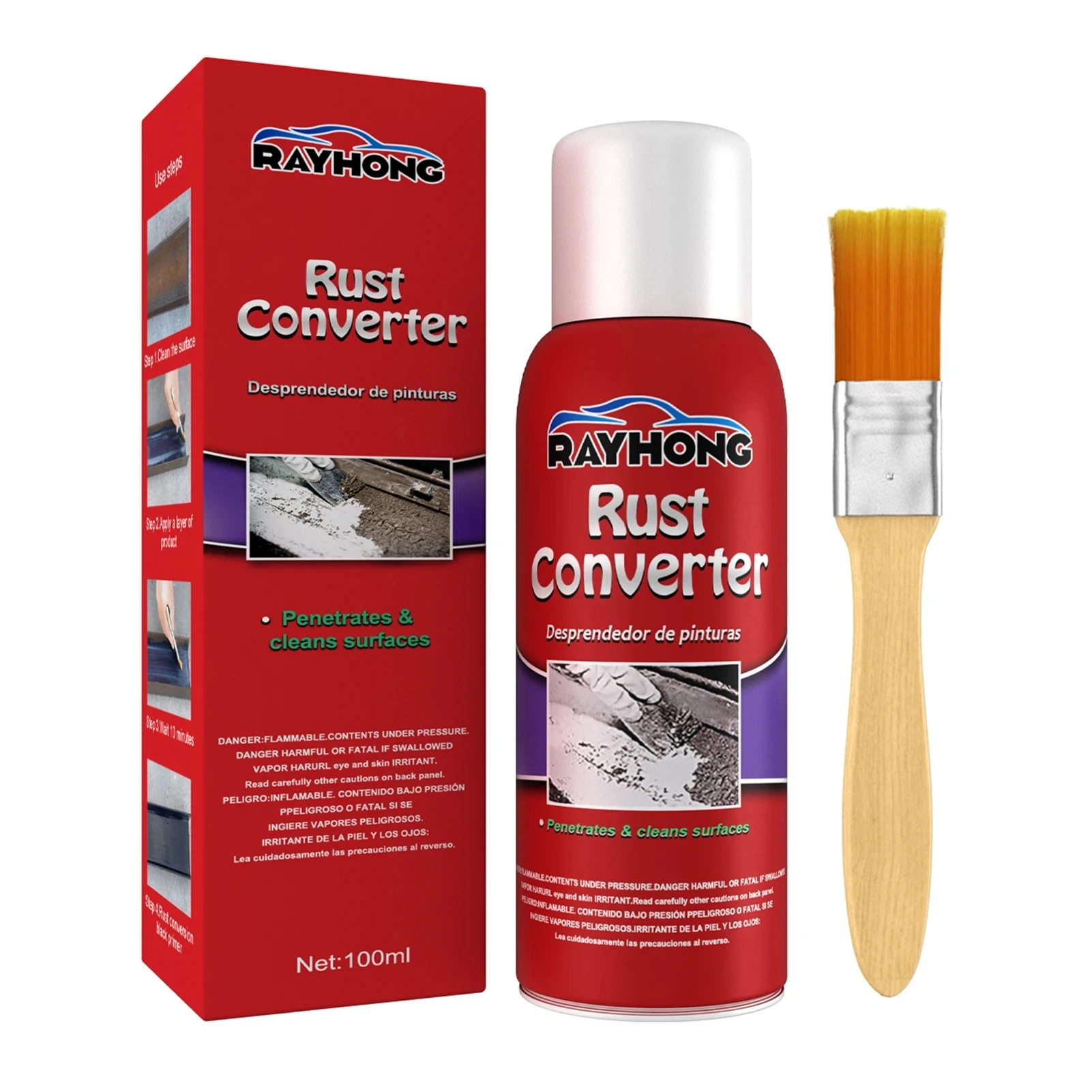 100ML Car Anti-Rust Chassis Rust Converter Water-Based Primer Metal Surface Rust Remover Weather-Proof Long-Lasting Duster