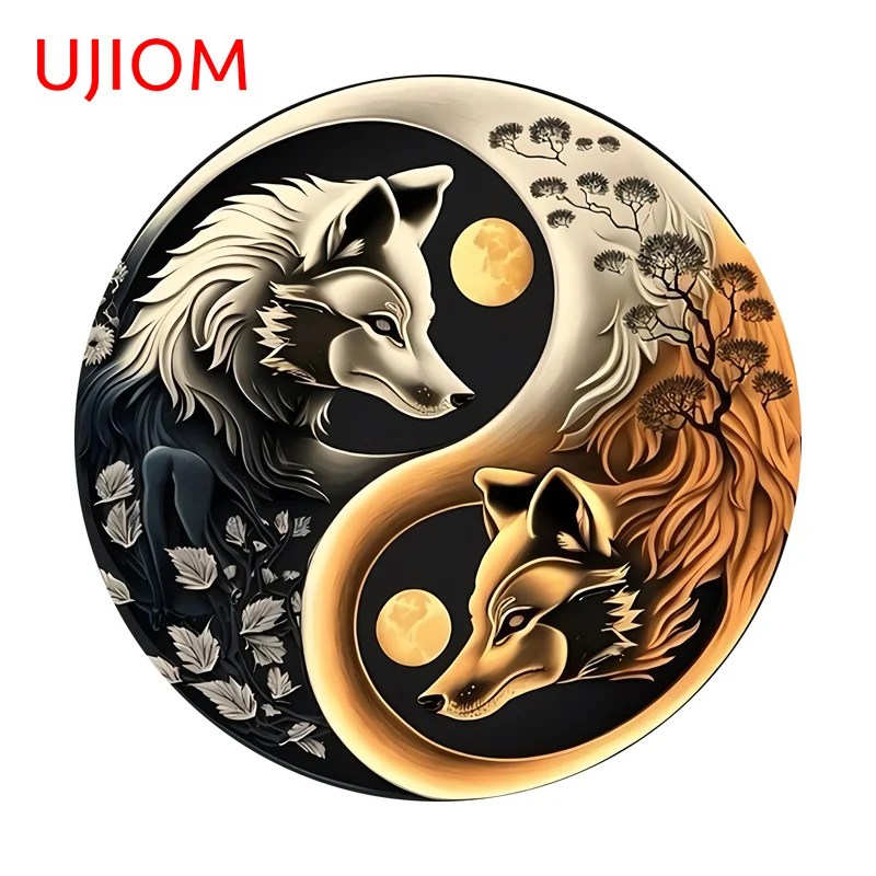 Фото UJIOM очаровательная наклейка на стену с граффити Yinyang Fox, популярная забавная гениальная шикарная клейкая наклейка, фрески, украшения, аксессуары №1