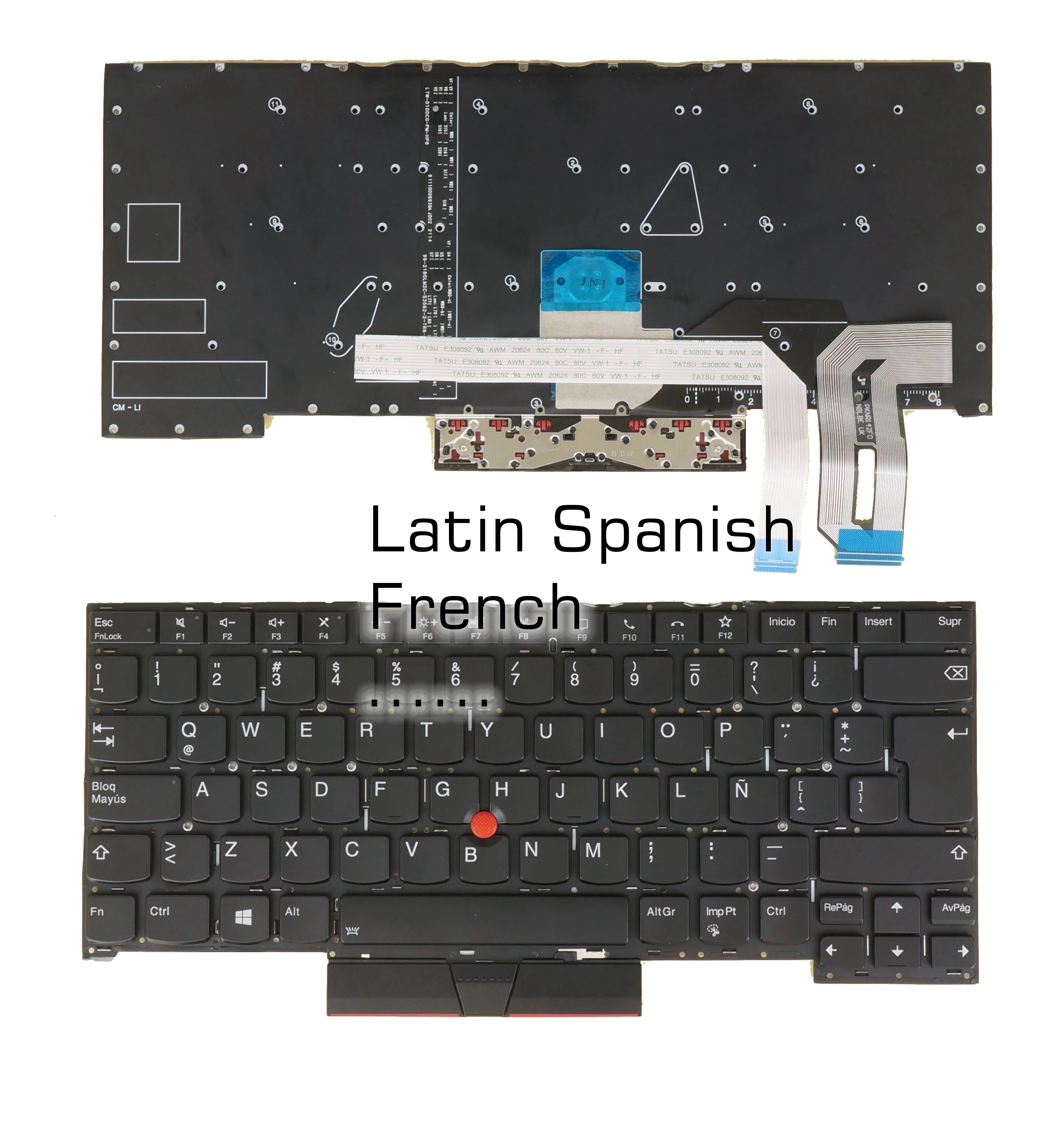 

LA Spanish French Keyboard For Lenovo Thinkpad T14s Gen 1 (20T0 20T1 20UH 20UJ), X1 Extreme Gen 3, P1 Gen 3 (20TH 20TJ), Backlit