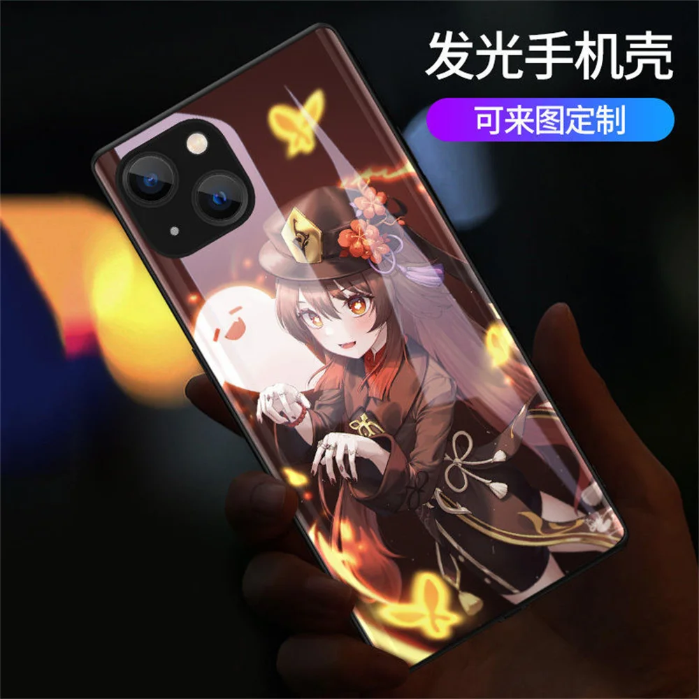 

2023 Popular Anime LED Light Up Phone Case Cover For OPPO Reno 5 6 7 8 Pro Find 5X Pro Calling Smart Shining Glass Phone Case