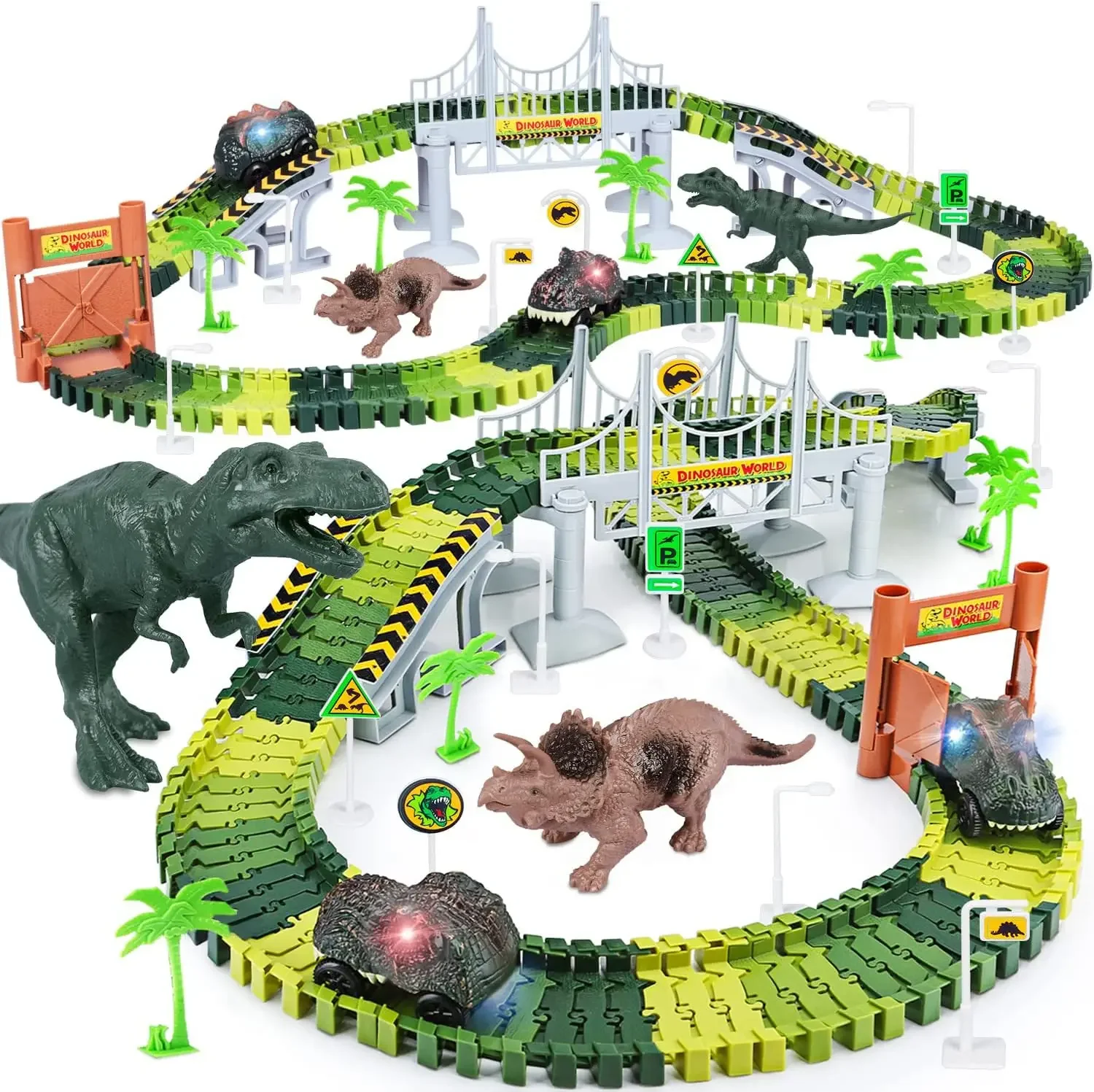 

Minecraft Lego Architecture Kids Dinosaur Theme Electric Rail Building Blocks Boy DIY Architecture Toy Roller Coaster Train