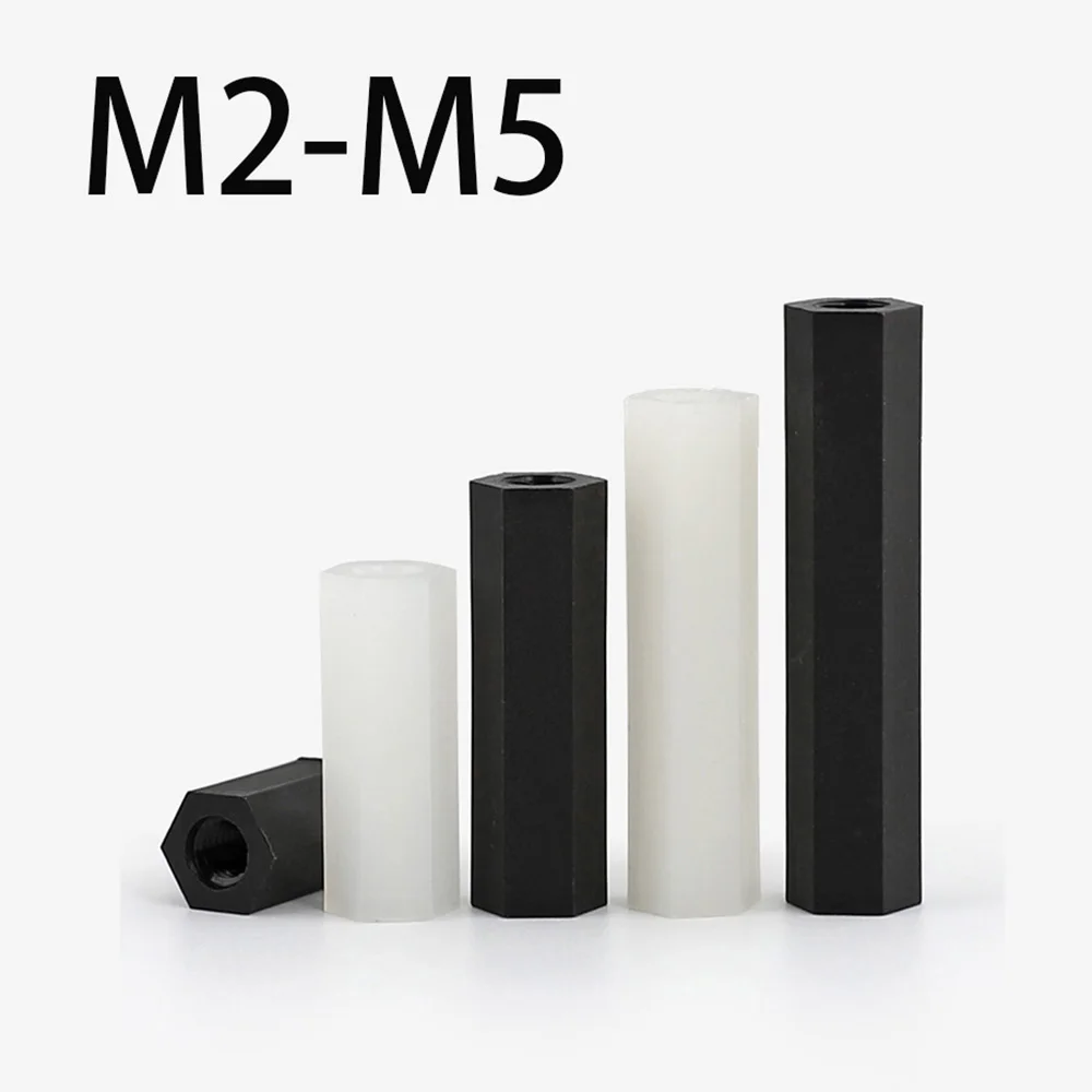 Черно-белый шестигранный нейлоновый противостоящий болт с внутренней резьбой