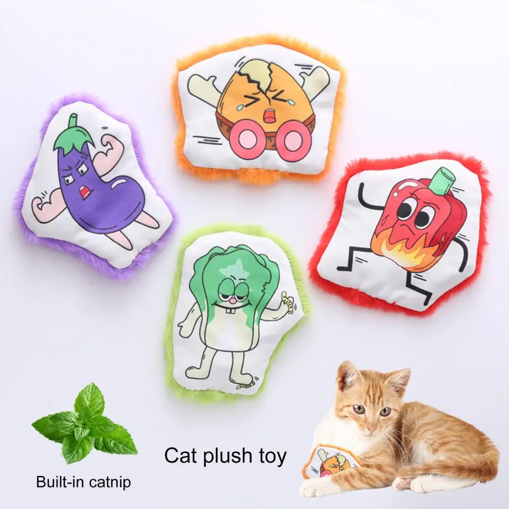 

Excellent Built-in Catnips Soft Cartoon Egg Print Pet Cat Teething Chew Toy Pet Accessories Cat Catnips Toy Pet Molar Toy