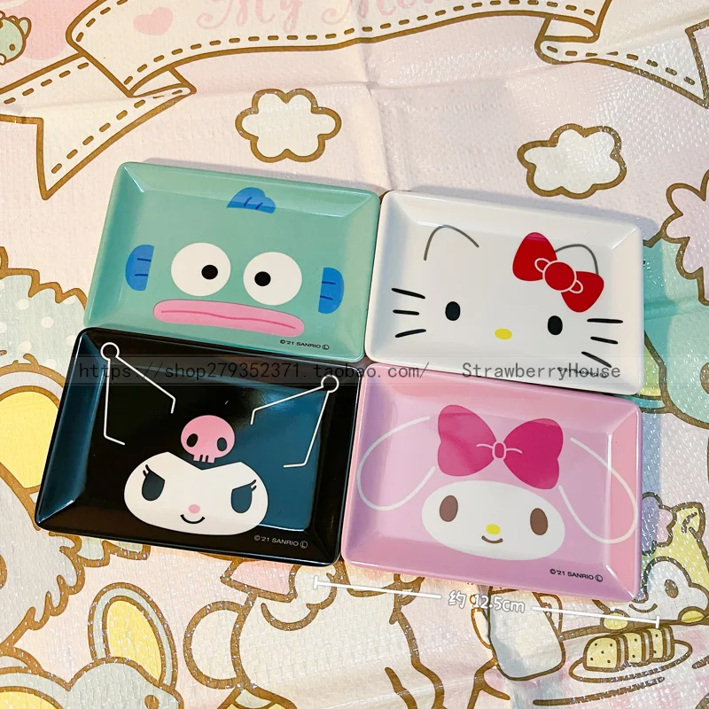 

Плюшевая мини-посуда Sanrio Kuromi Mymelody Hellokittys прямоугольная стандартная тарелка для соуса посуда аниме плюшевые игрушки для девочек подарок