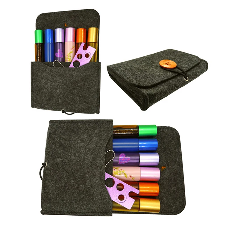 

Portable Felt Essential Oil Case with 6 Slots 10ml Bottles Storage Bag Essential Oil Aromatherapy Organizer For Travel