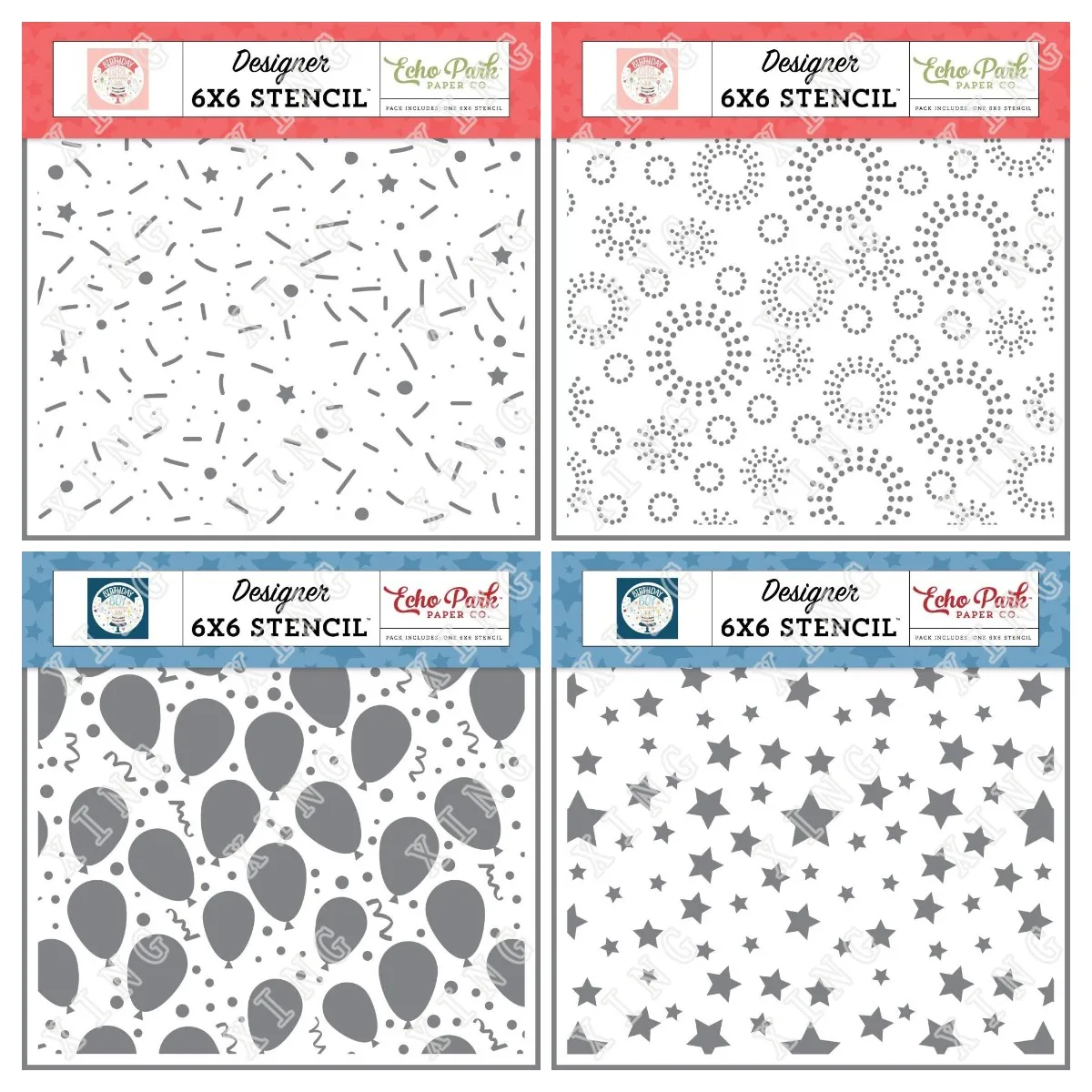 

2022 Hot Selling New Birthday Sprinkles Party Stars Poppers Balloons and Confetti 6 X 6 Stencil Diy Scrapbooking Paper Card Gift