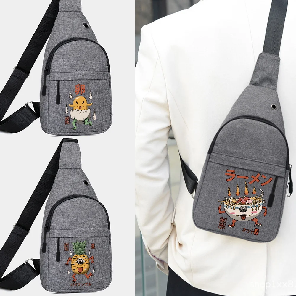 

Винтажная холщовая нагрудная сумка для мужчин и женщин, роскошные модные сумочки на ремне, кошелек с принтом монстров и кармашком для карт, ...